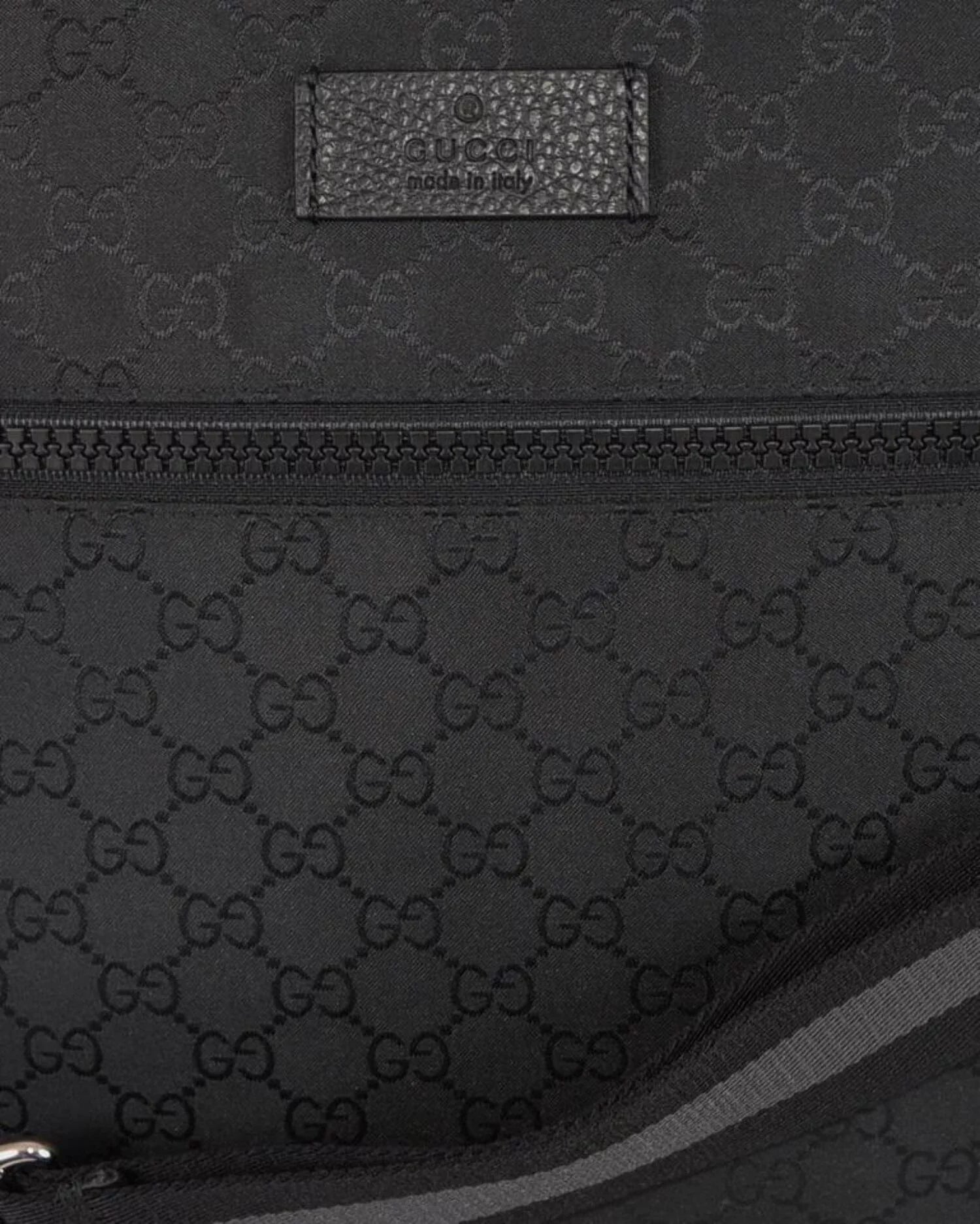 Gucci Unisex GG Guccissima Web Black Canvas Messenger Bag Crossbody 449185