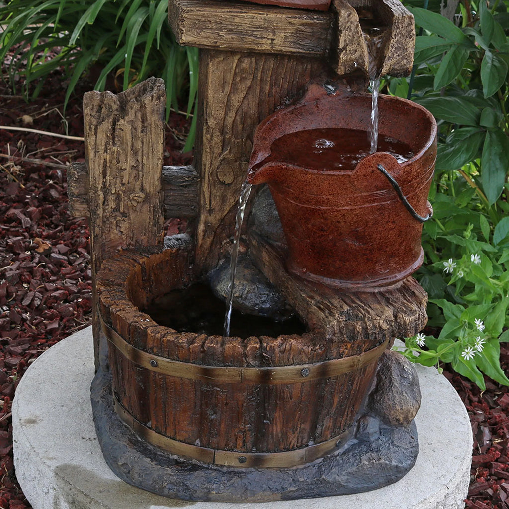 Sizeunnydaze Bluebird House and Buckets Outdoor Fountain - 26"