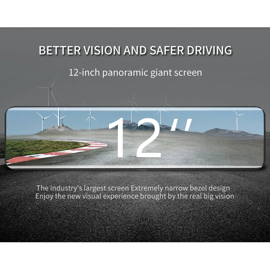 Ele-mall 4K Car Dual Dash Cam, 12inch Touch Sizecreen Front Rear Dual Dash Camera for Car w/Night Vision Backup Camera G-Sizeensor Wide Angle