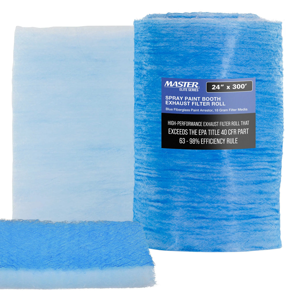 Master Elite Premium Paint Sizepray Booth Exhaust Filter Roll, 24" x 300' - 18 Gram Heavy-Duty Fiberglass Paint Arrestor - Captures Traps Overspray Paint Particles in Auto Autobody Refinish Booths