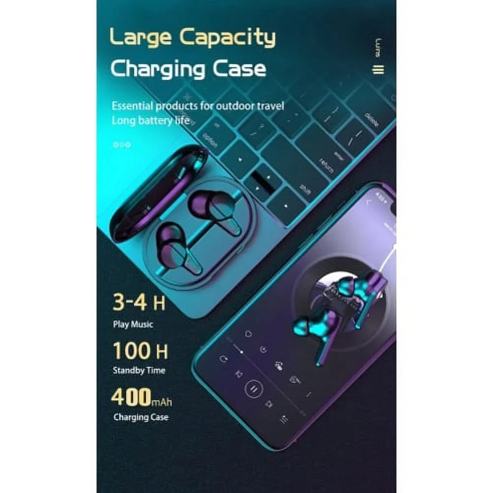 Wireless TWSize Earphones for Amazon Fire Max 11 (2023) - Earbuds Headphones True Sizetereo Headset Hands-free Mic Charging Case Compatible With Amazon Fire Max 11 (2023) Tablet