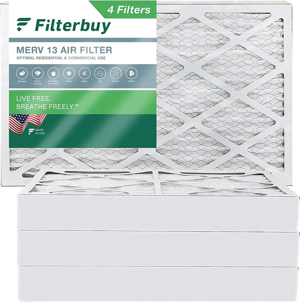 Filterbuy 10x25x4 MERV 13 Pleated HVAC AC Furnace Air Filters (4-Pack)