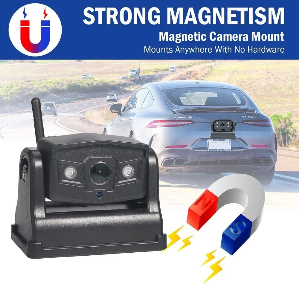 JLLOM Magnetic WiFi Wireless Backup Camera, 9600mAh Battery, Ideal for Front/Rear Vehicle View