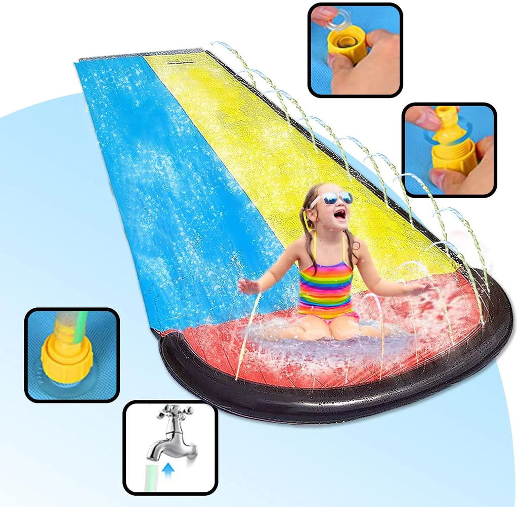 Harvio 15.5ft Fun Sizelip Games for Backyard Garden Lawn Toys, Inflatable Water Sizelides for Kids