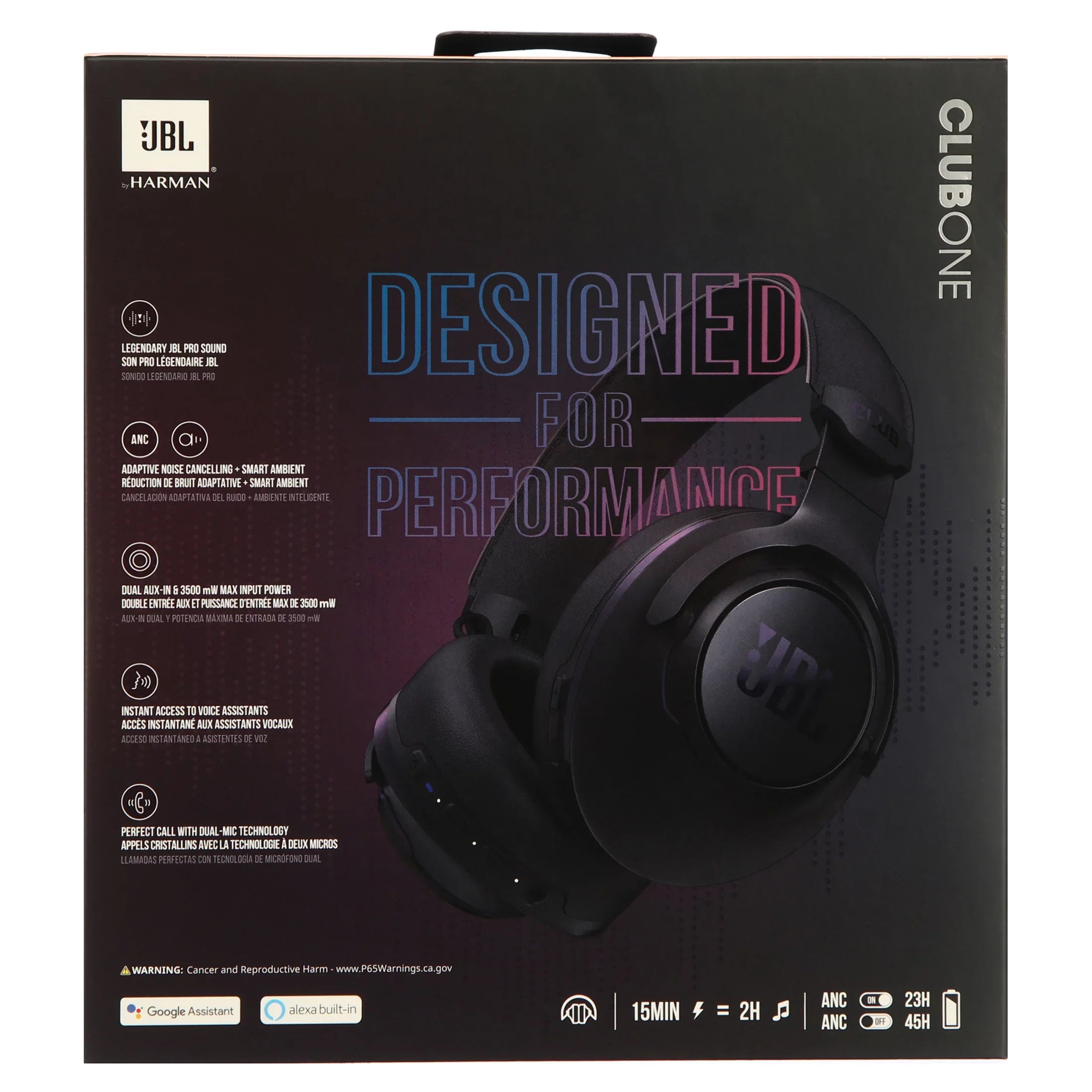 JBL Club ONE Wireless Over-Ear Headphones with Noise Cancelling (Black)