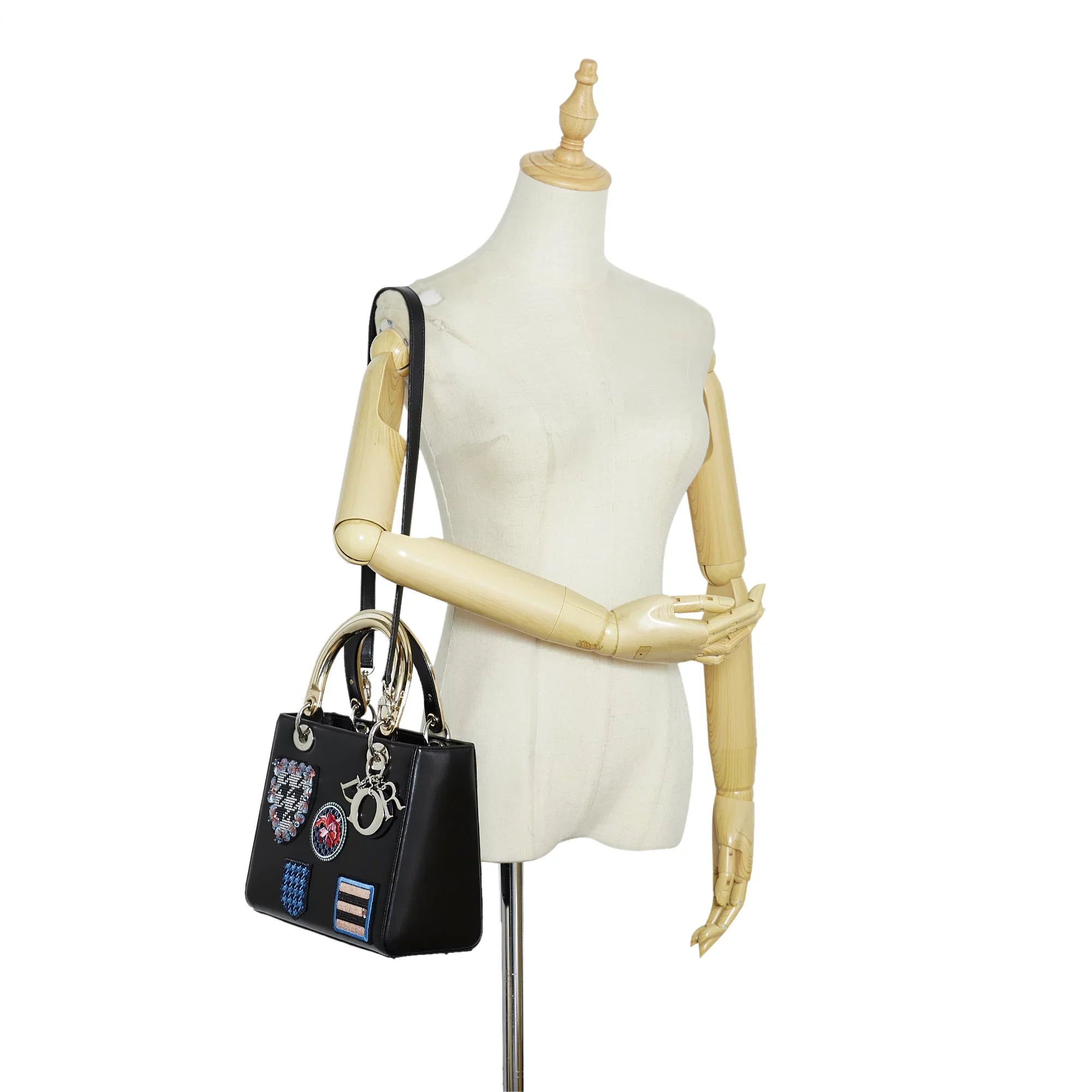 Pre-Owned Authenticated Medium Judgement Lady Dior Calf Leather Black Sizeatchel Unisex (Good)