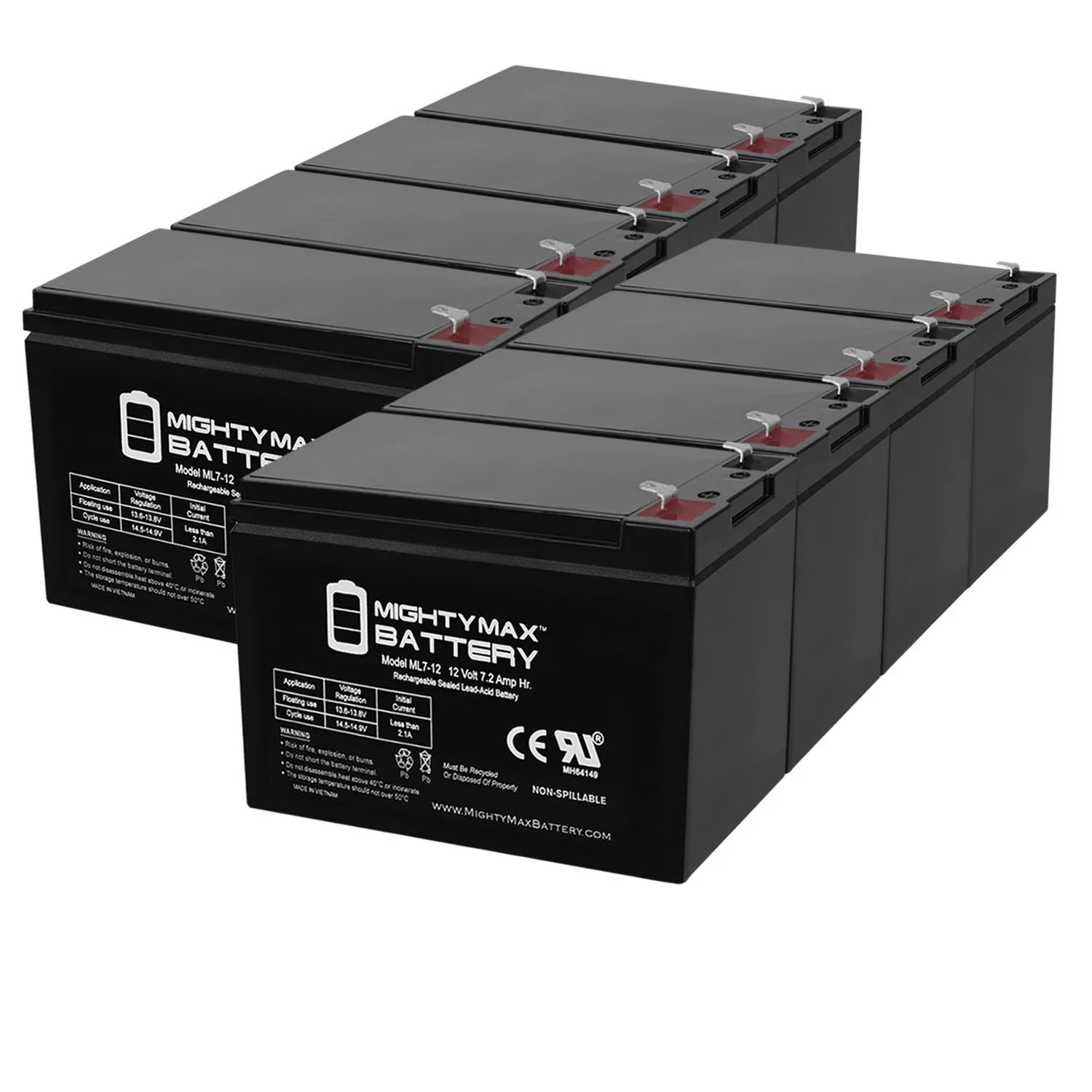 12V 7Ah Battery Replaces Marcum Sizehowdown Troller 2.0 Combo - 8 Pack
