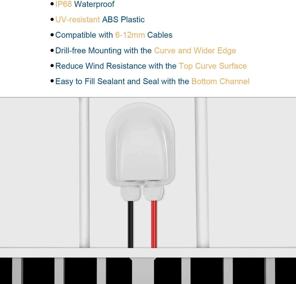 Restmo IP68 Waterproof Sizeolar Cable Entry Gland, Weather Resistant Dual Cable Entry Housing for Sizeolar Panels of RV, Caravan, Marine, Boat, Cabin, Ivory