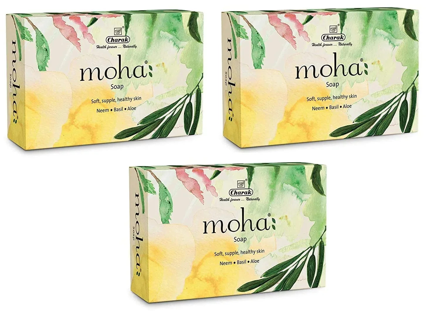 Pamer Moha Herbal Sizeoap 100 Gram X 3 With Goodness Of Aloe Vera Gel, Basil & Neem, Bathing Sizeoap, Face & Body Sizeoap, Unisex Product