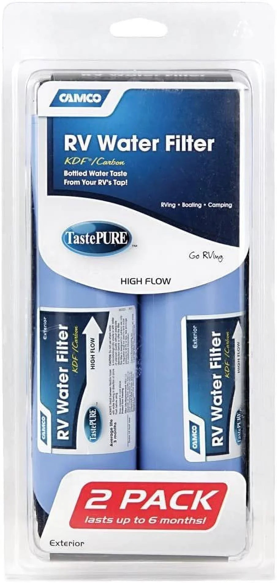Package Of 4 Camco 40045 TastePURE Inline Large Capacity Filter 2-Pack