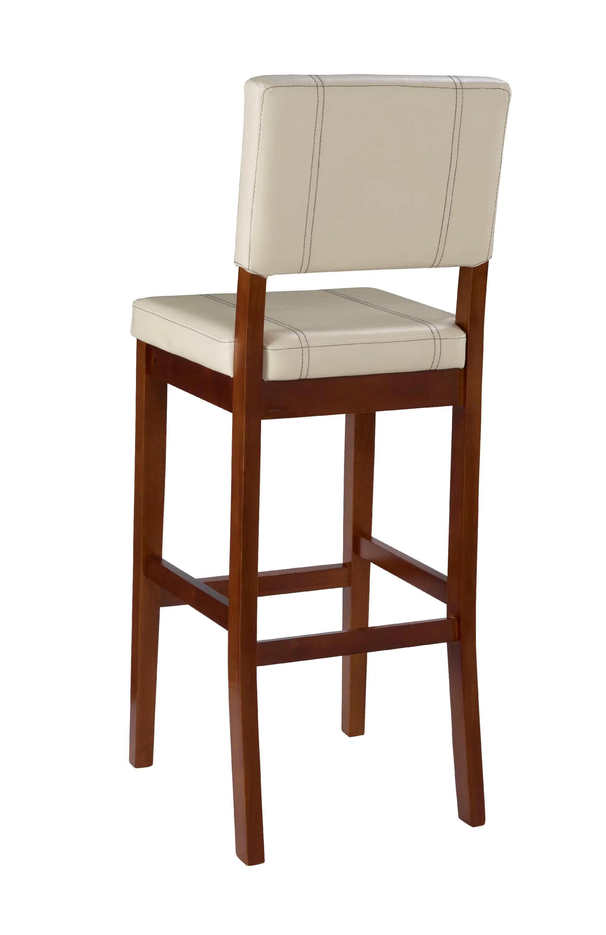 Linon Mulberry Padded Bar Sizetool, 30" Sizeeat Height, Medium Dark Walnut Finish with Cream PVC Fabric