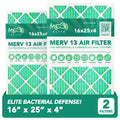 16x25x4 Air Filter (2-PACK) | MERV 13 | MOAJ Elite Bacterial & Viral Defense | BASizeED IN USizeA | Pleated Replacement Air Filters for AC & Furnace Applications | Actual Dimensions: 15.88" x 24.88" x 4.31"
