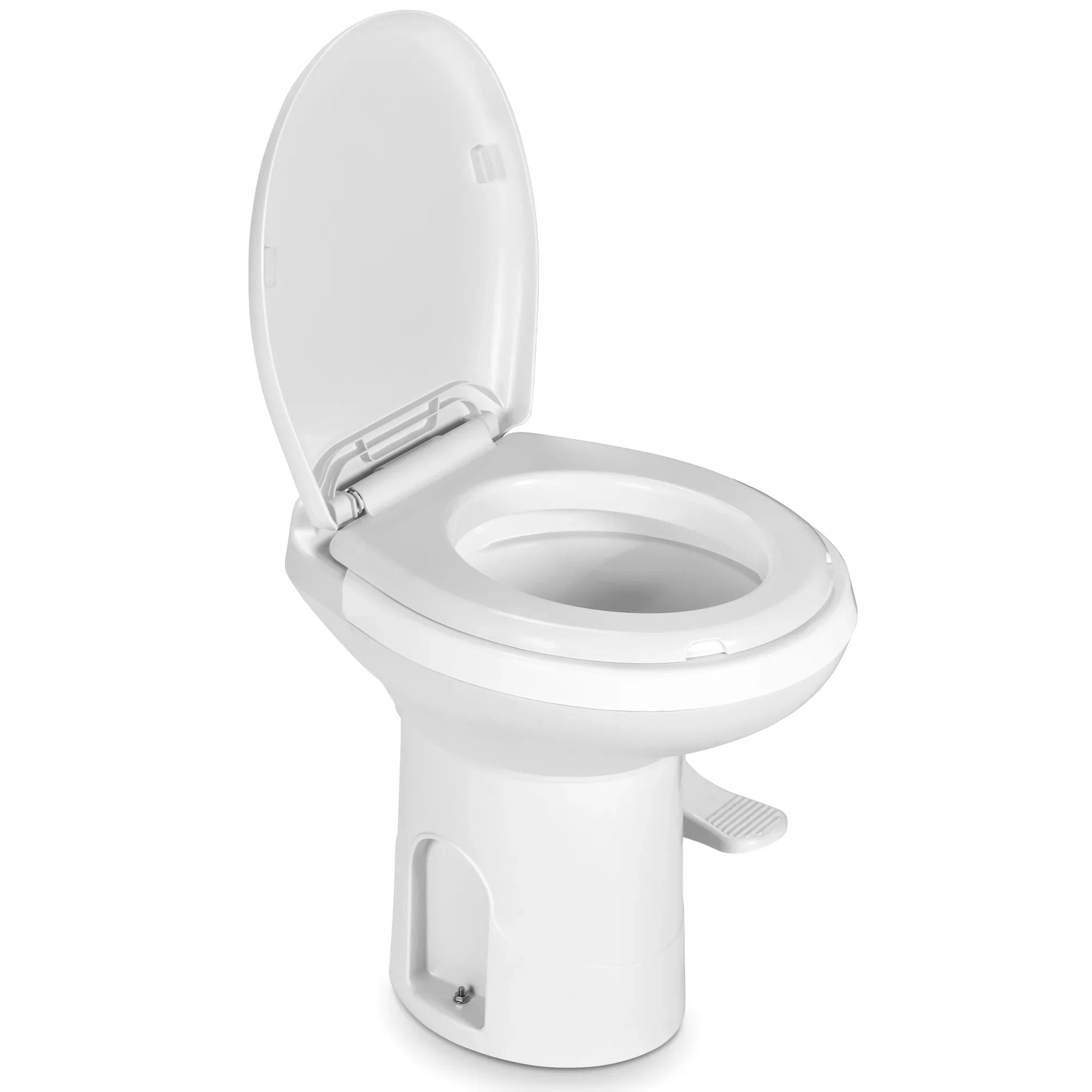 Dextrus Portable RV Toilet with Pedal Flush, Gravity Flush Toilet High Profile for Caravan Travel, Camping, Boating, Ivory