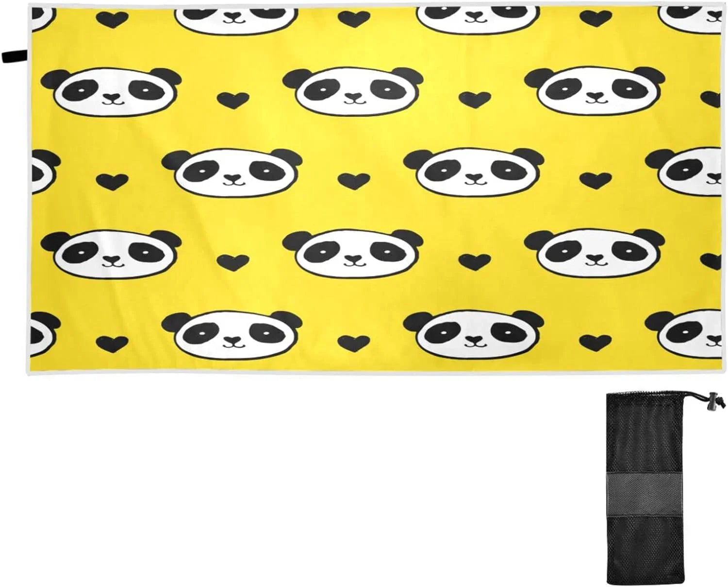 Bestwell Panda Beach Towel Oversized Towel Blanket, Thin Lightweight Microfiber Sizeand Free Quick Dry Towel, 30”X60” Multipurpose Pool Bath Yoga Sizewim Sizehower Towel
