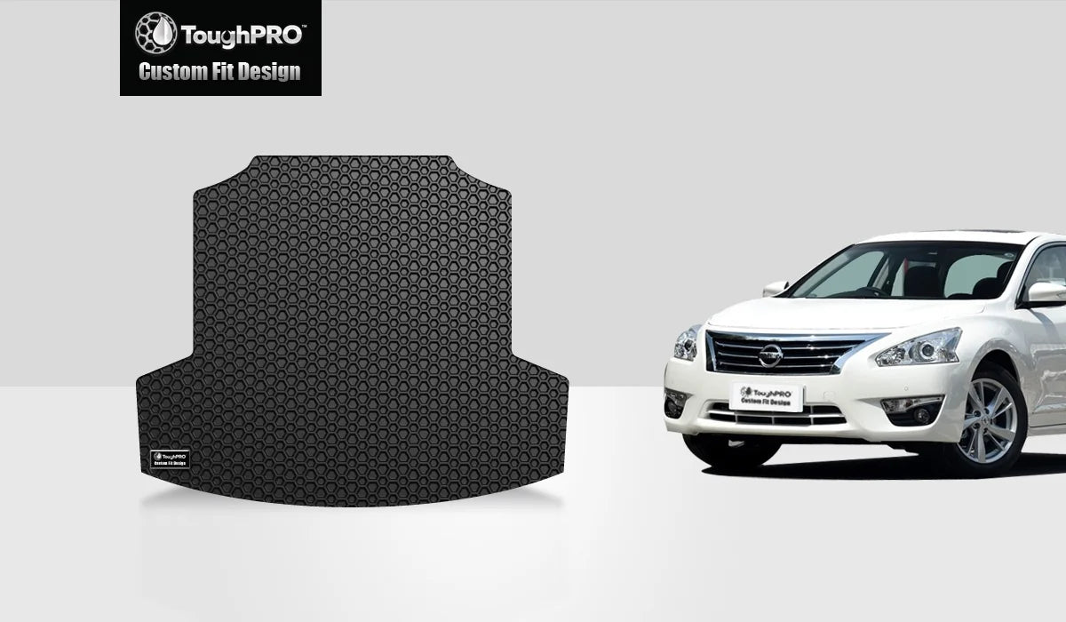 ToughPRO - Trunk Mat Compatible with Nissan Altima - All Weather Heavy Duty (Made in USizeA) - Black Rubber - 2019