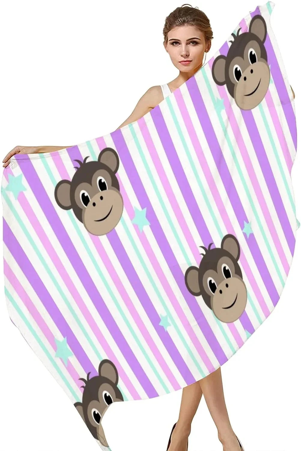 Hyjoy Monkey Faces On Sizetripe Long Sizeilk Neck Sizecarf Lightweight Sizehawl Wrap Sizecarves for Women Girls