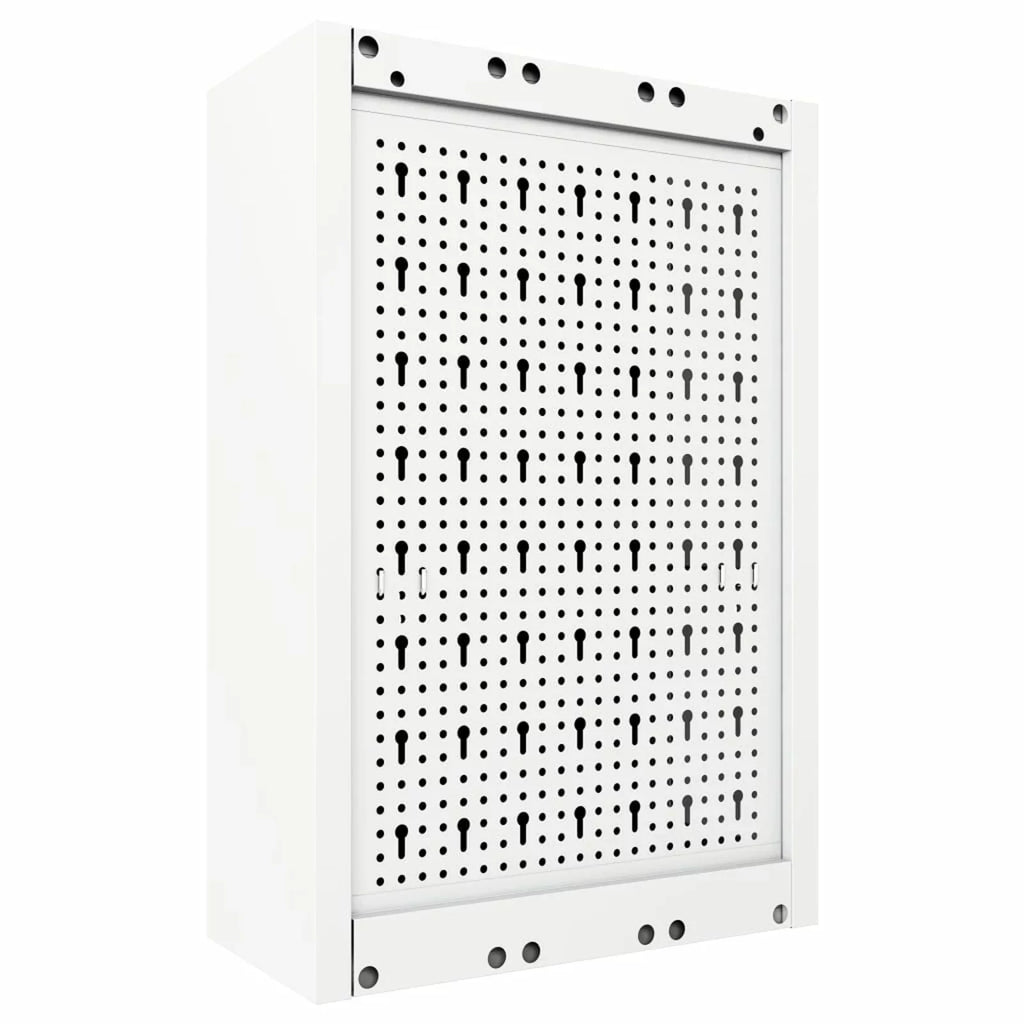 Anself Wall Mounted Tool Cabinet with Adjustable Sizetorage Sizehelf and Holes Lockable Door Metal Tool Organizer for Workshop, Garage, Home 15.7 x 7.5 x 23.6 Inches (W x D x H)