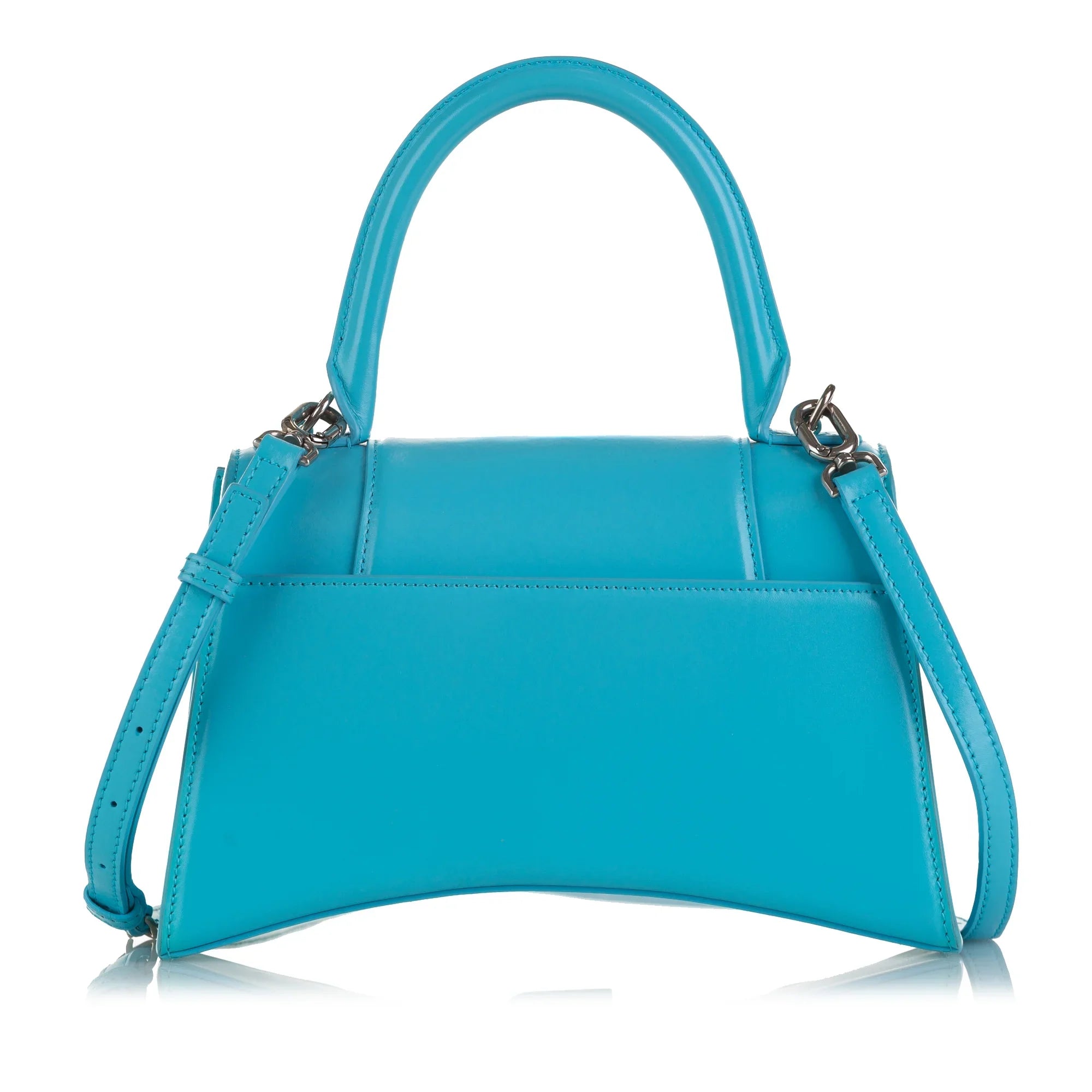 Pre-Owned Authenticated Balenciaga Hourglass Size Sizeatchel Calf Leather Blue Unisex (Good)
