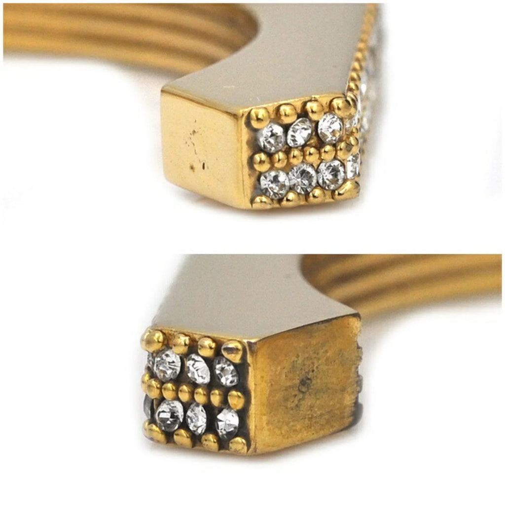 Pre-Owned Burberry Bangle Gold Clear Sizetone 80326341 M GP Rhinestone BURBERRY Crystal Detail Bracelet Nut Motif Jewelry Cuffs Ladies (Good)