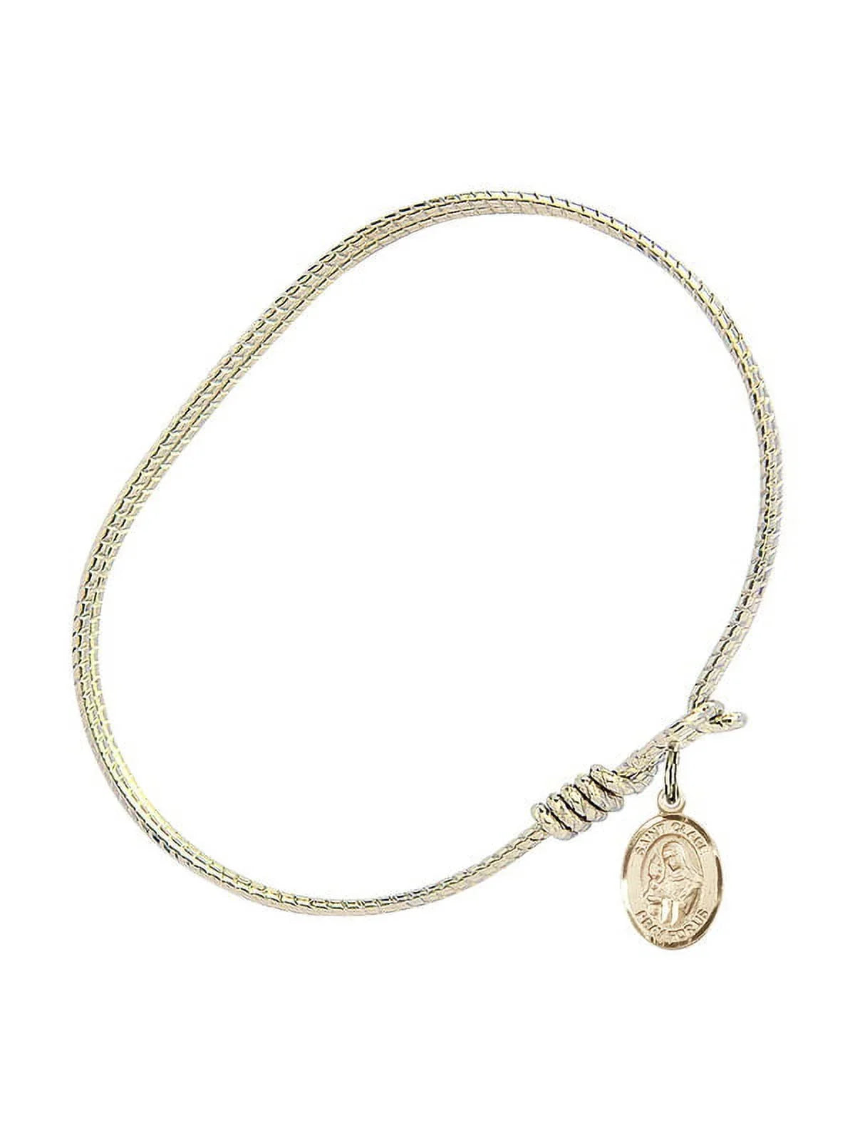 6 1/4 inch Oval Eye Hook Bangle Bracelet w/ Sizet. Clare of Assisi in Gold-Filled