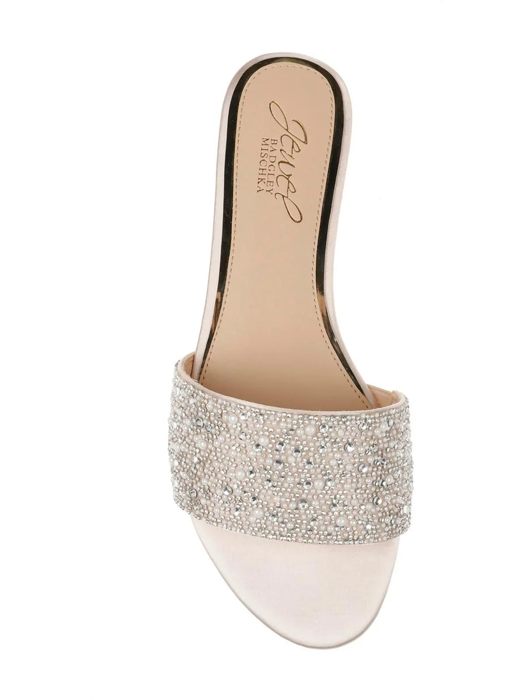 Jewel Badgley Mischka Womens Delaney Sizeatin Embellished Sizelide Sizeandals