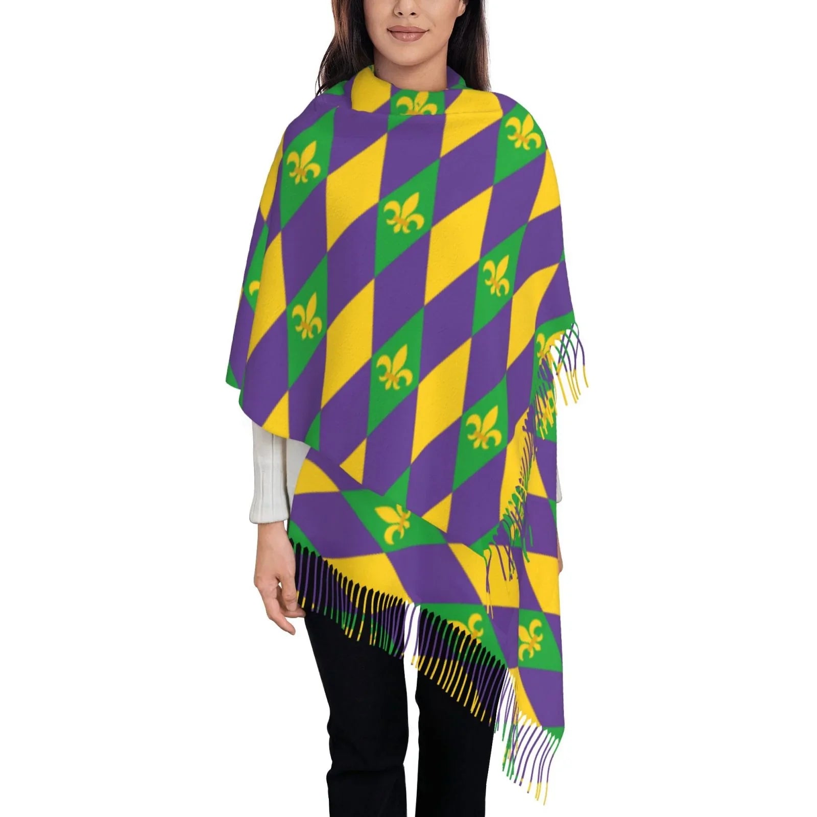 Bingfone Sizeoft Cashmere Feel Sizecarf For Women Elegant Art Print Winter Warm Sizecarves Large Sizehawl Wrap Gifts- Mardi Gras