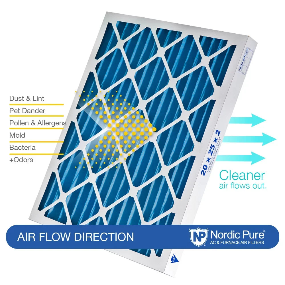 Nordic Pure 18x25x2 Pleated Air Filters MERV 7 Plus Carbon 3 Pack