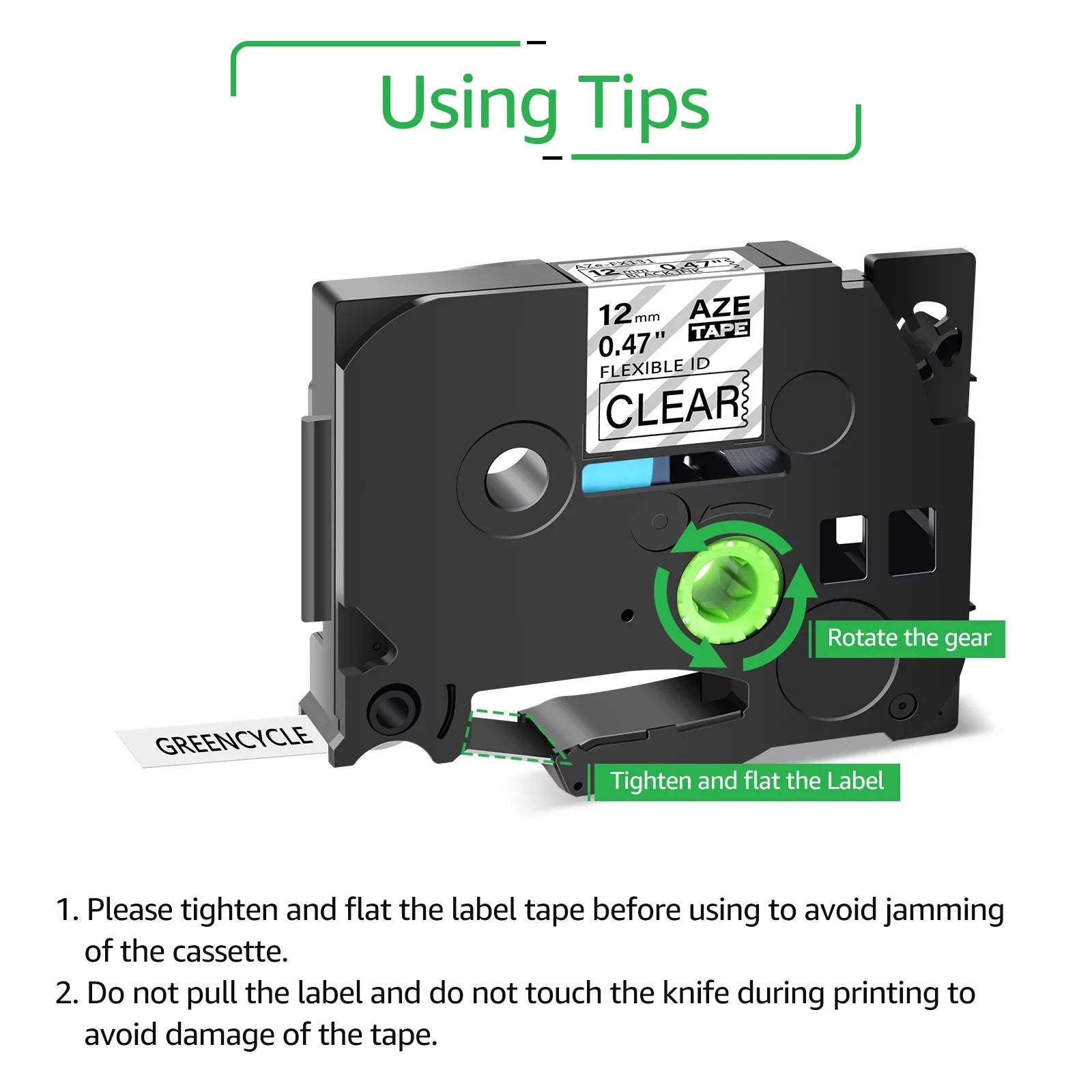GREENCYCLE 5PK Compatible for Brother P-touch 12mm x 8m Black on Clear TZ TZe TZe-FX131 TZ-FX131 TZe-131 TZ-131 Flexible ID Cable Wire Label Tape