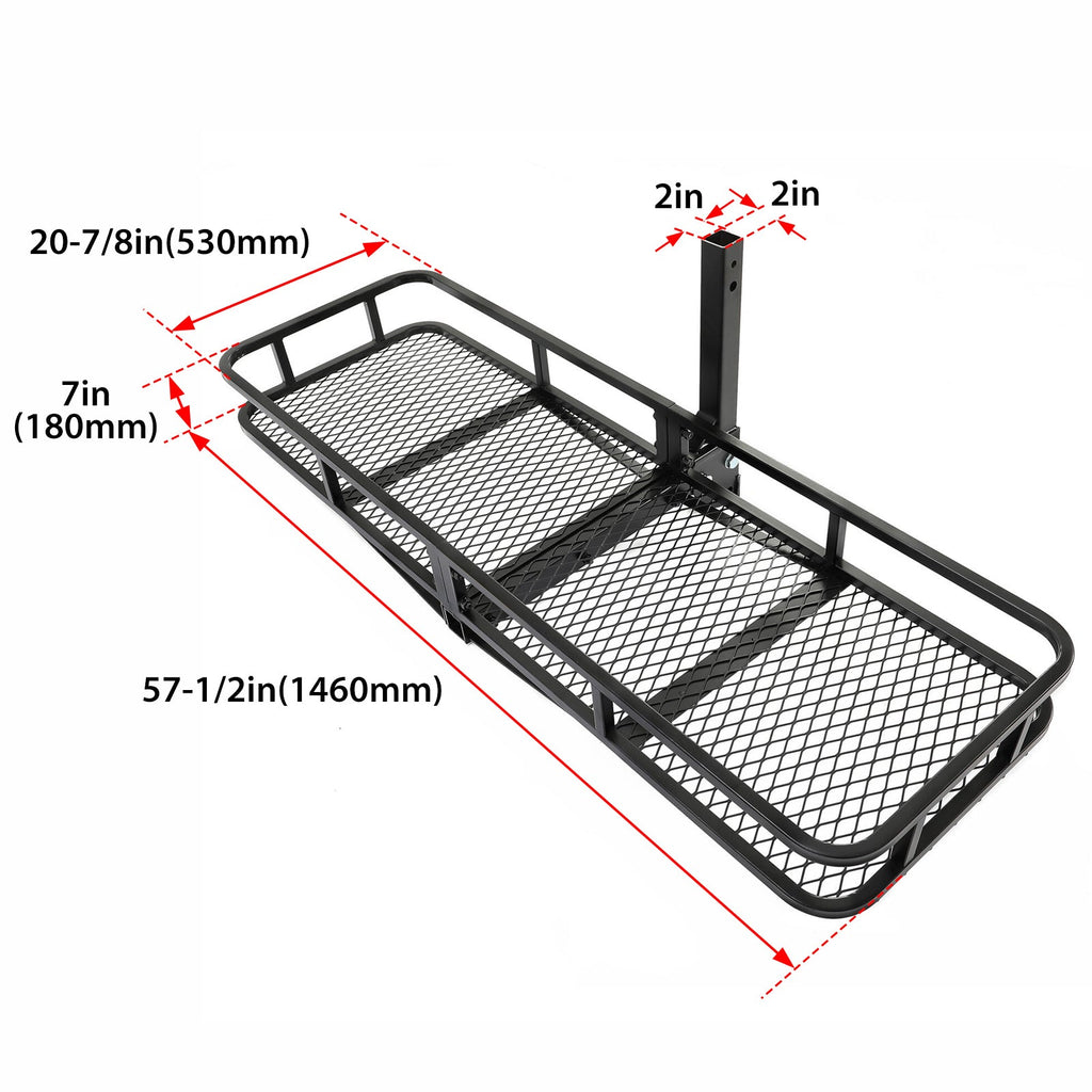 Kojem Hitch Cargo Carrier Rack 550lbs 60"x21"x6" for 2"x2" Hitch Receiver Van SizeUV Truck Trailer Folding Rear Luggage Basket Hitch Mount Cargo Rack