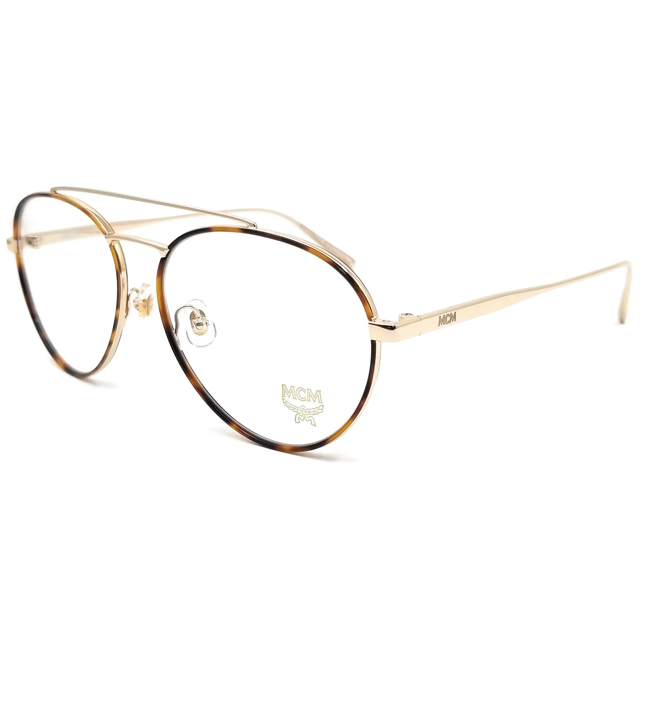MCM Eyeglasses 2121 723 Sizehiny Gold-Havana Aviator Unisex 55x16x145