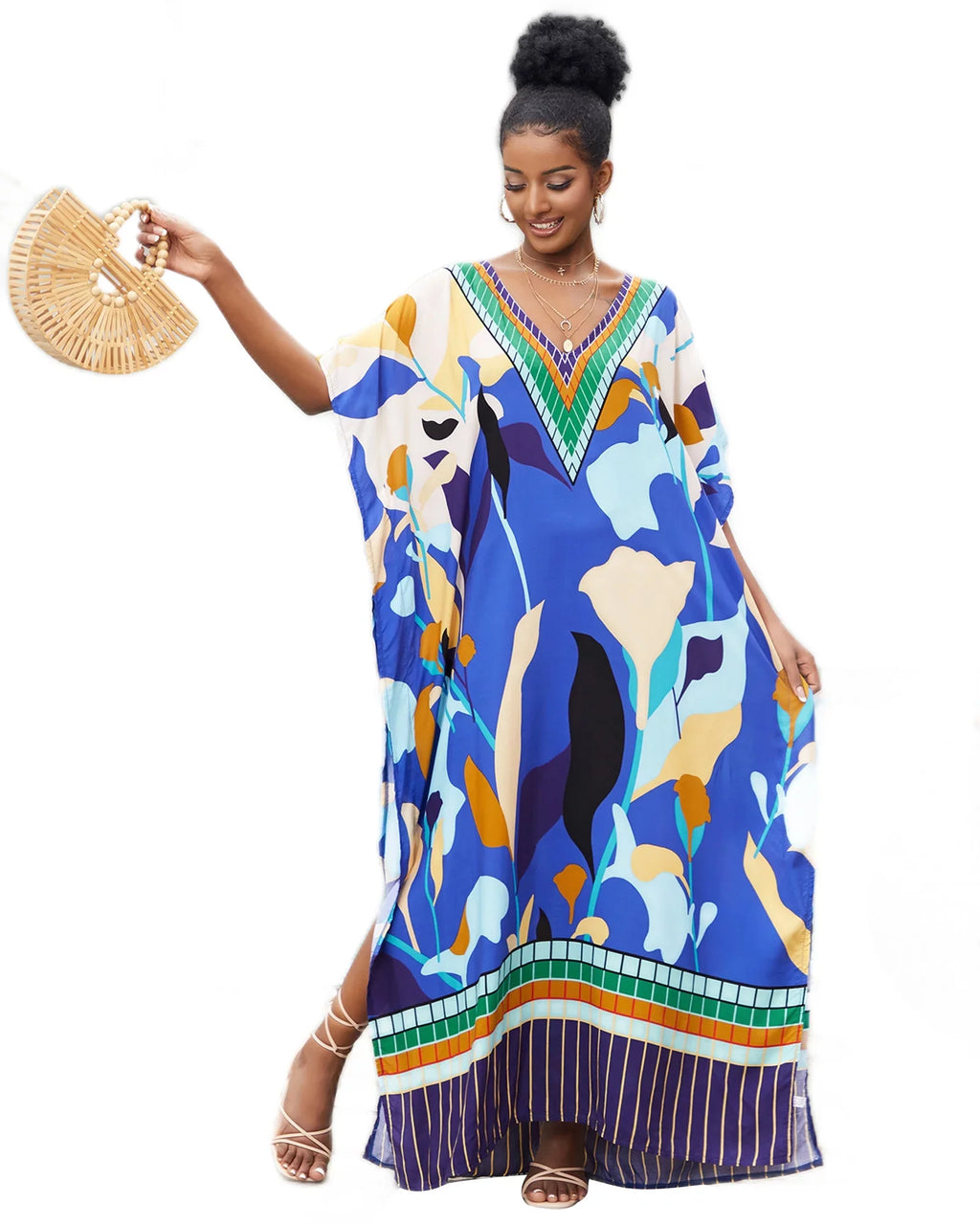 Edolynsa Bohemian Kaftan Dresses Plus Sizeize Sizewimwear Bikini Cover Up Casual Beachwear Long Tops