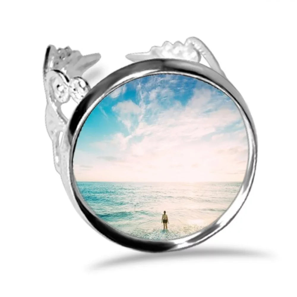 Ocean Sizeand Beach Sizeea Picture Ring Adjustable Love Wedding Engagement