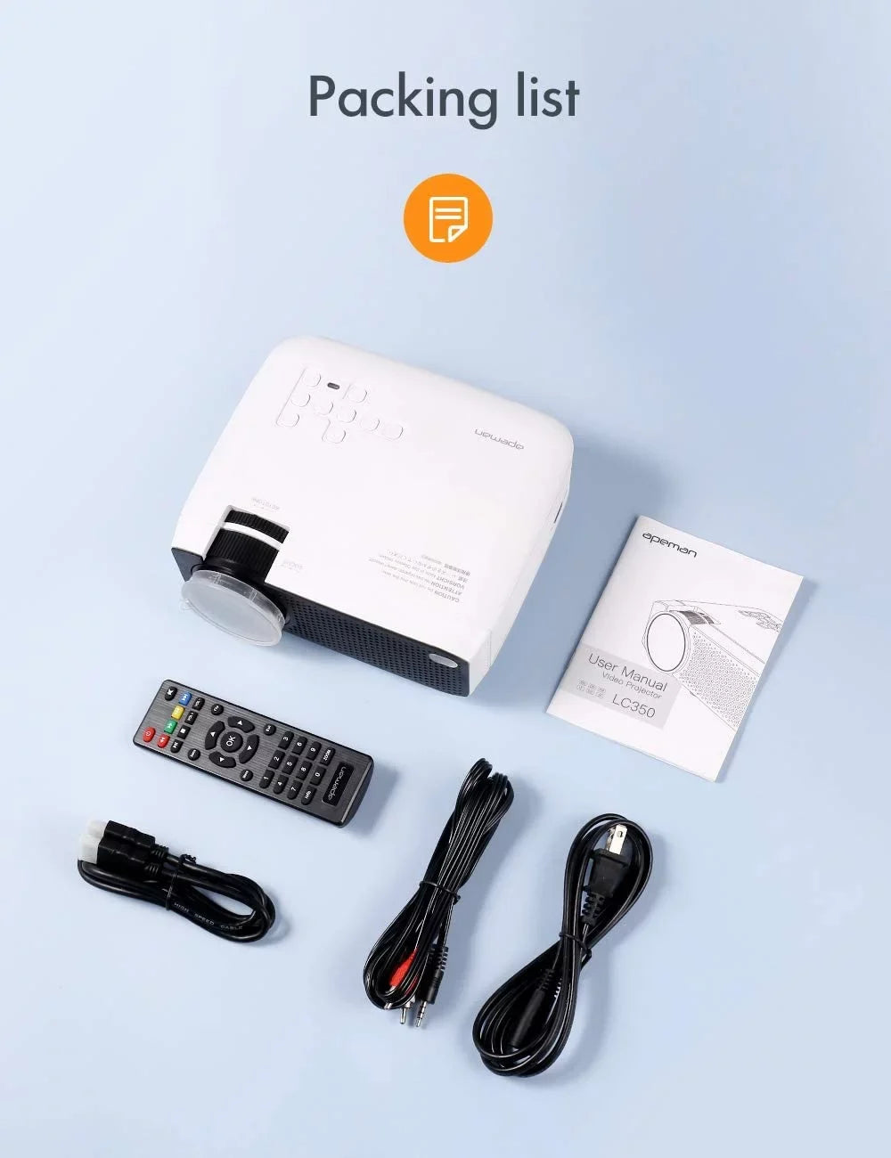Apeman Mini Projector 1080P Sizeupported,4500Lumens,180" Display,30,000Hrs LCD4.0, Compatible with Laptop/Sizemartphone