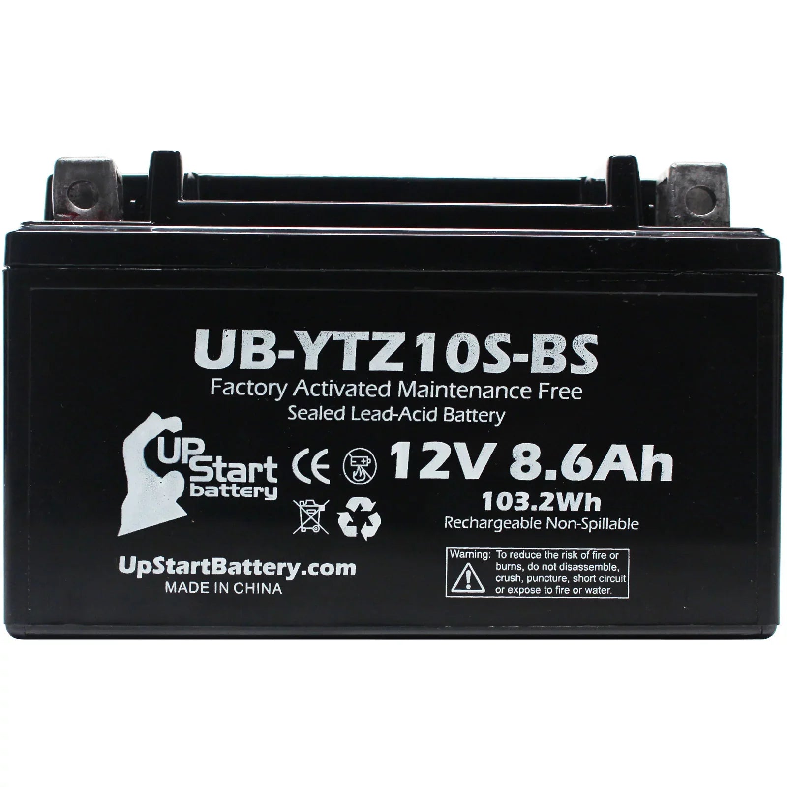 4-Pack UpSizetart Battery Replacement for 2005 Yamaha YZF-R1 1000CC Factory Activated, Maintenance Free, Motorcycle Battery - 12V, 8.6Ah, UB-YTZ10Size-BSize