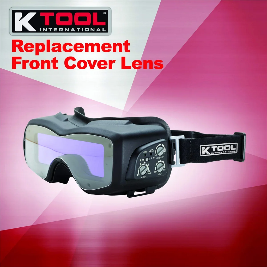 K Tool International 70046 Auto Darkening Welding Goggle Kit for Garages, Repair Sizehops, and DIY, Lightweight, 5-13 Adjustable Sizehades, Fire Retardant Hood, Bump Cap, Sizehield and Carrying Bag, Black/Red