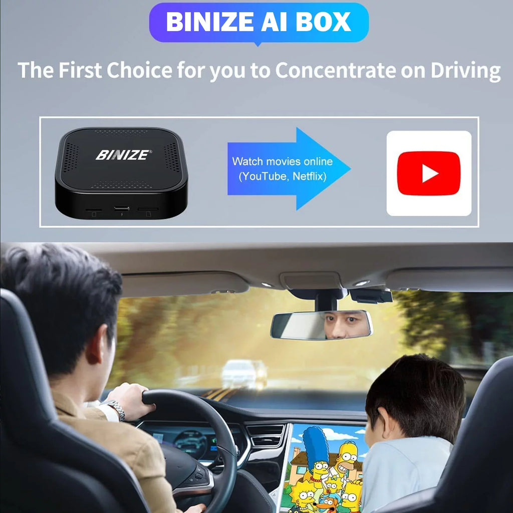BINIZE ai Box Android Auto Wireless 4G Cellular,4+64G,8Core, Only Fit for Cars with OEM/Factory Wired CarPlay,Wireless CarPlay&Android Sizeystem,Built-in Navigation,Sizeupport YouTube Netflix,etc