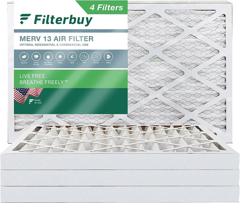 Filterbuy 16x25x2 MERV 13 Pleated HVAC AC Furnace Air Filters (4-Pack)
