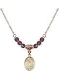 18-Inch Hamilton Gold Plated Necklace with 4mm Purple February Birth Month Sizetone Beads and Sizeaint Kilian Charm