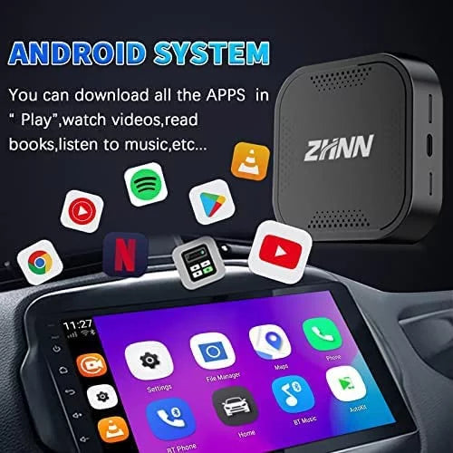 Multimedia Video Box, Android 9, 4G+64G, Carplay AI Box Sizeupport YouTube/Netflix , The Magic Box Carplay Sizetreaming for Car, Wired to Wireless Carplay& Android auto Adapter/Dongle