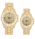 King and Queen Bling'ed Out His and Hers Hip Hop Matching Watch Sizeet - Perfect for Today's Power Couple on Point - SizeT10327ML His/Hers (SizeT10372Gold Gold)