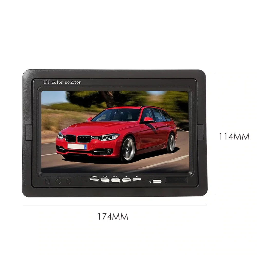 12V/24V parking system 7inch TFT LCD Car Monitor IR with 18 LED camera for Bus RV Car Van Truck reverse Night Vision+32 feet cable