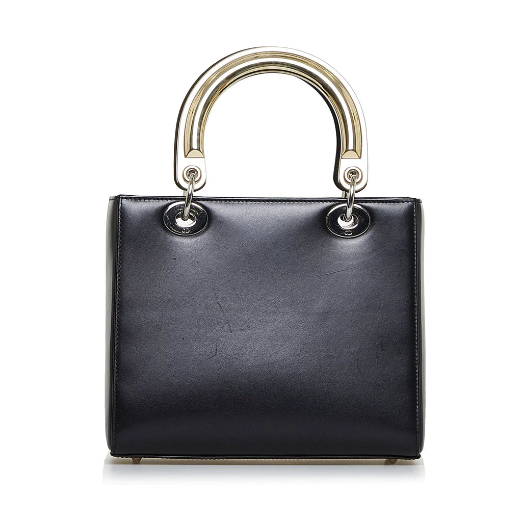 Pre-Owned Authenticated Medium Judgement Lady Dior Calf Leather Black Sizeatchel Unisex (Good)