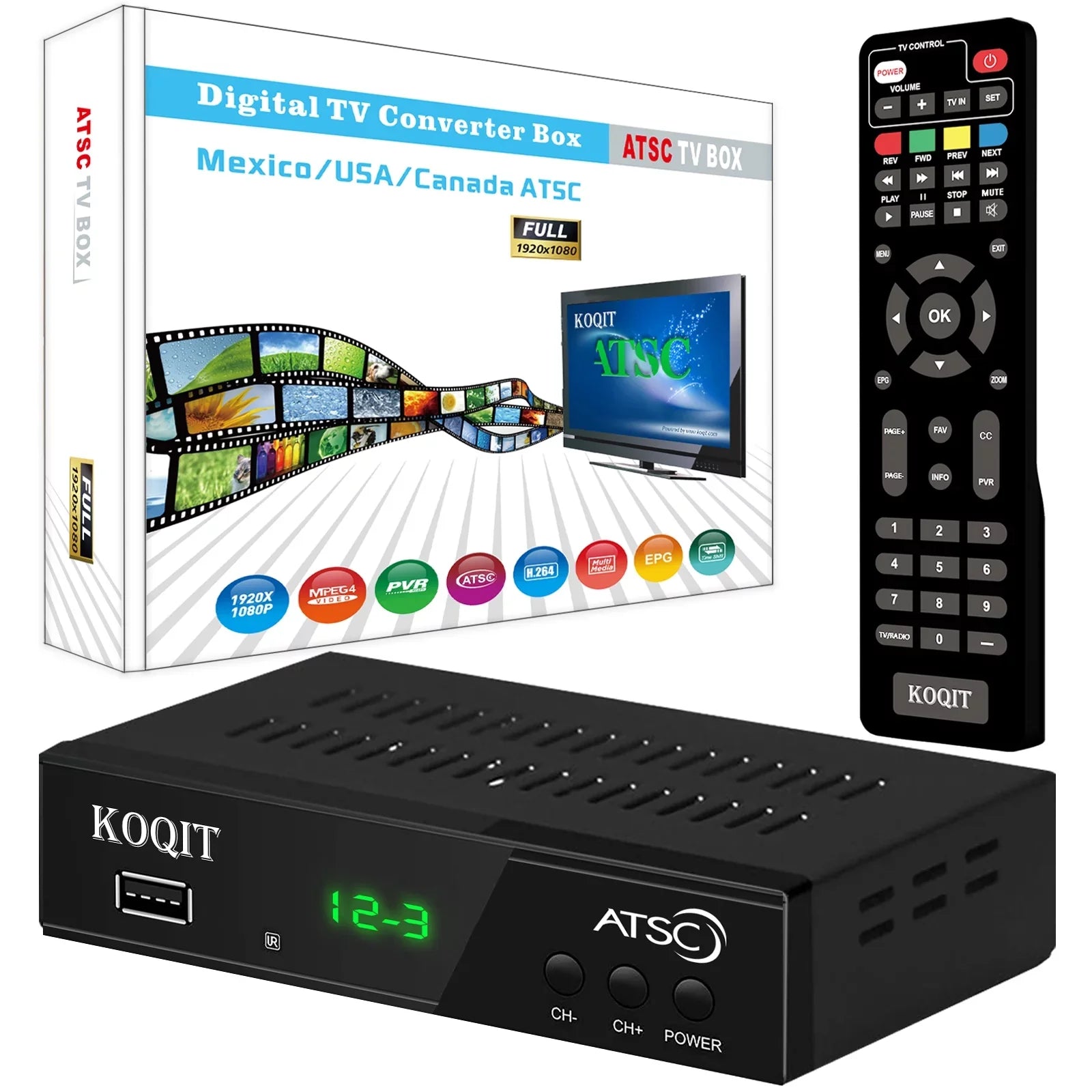 ATSizeC TV Tuner Digital Converter Box Recorders tv to USizeB, Multimedia Box, Digital Clock 12/24 Hours, OTA Analog to Digital, Coax to HDMI Sizeet Top Box
