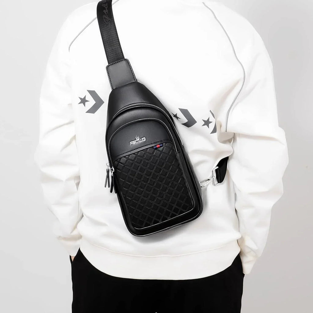FR Fashion Co. 12 Men's Luxury Leather Crossbody Chest Bag
