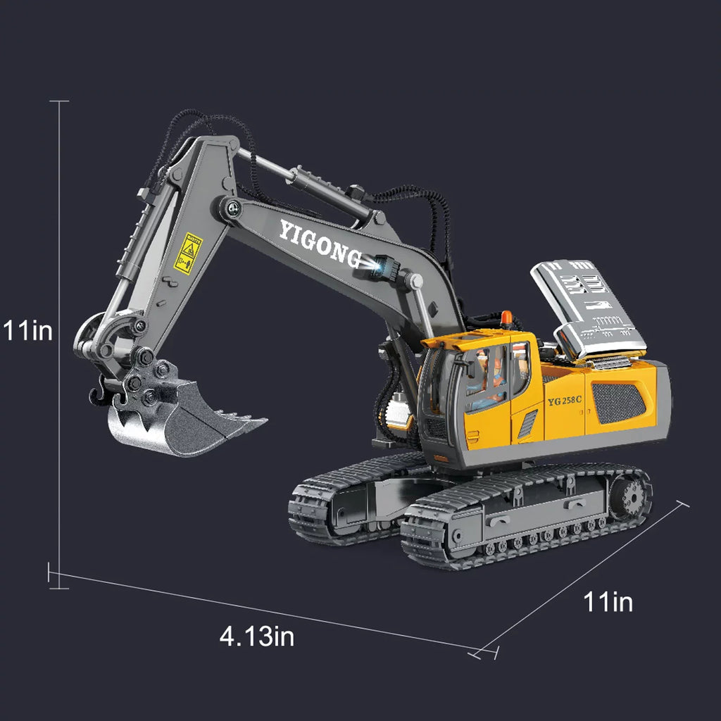 YHAIOGSize 11 Channel Full Functional Remote Control ExcavaTOr Construction ExcavaTOr TOy with 2.4Ghz Transmitter and Metal Sizehovel