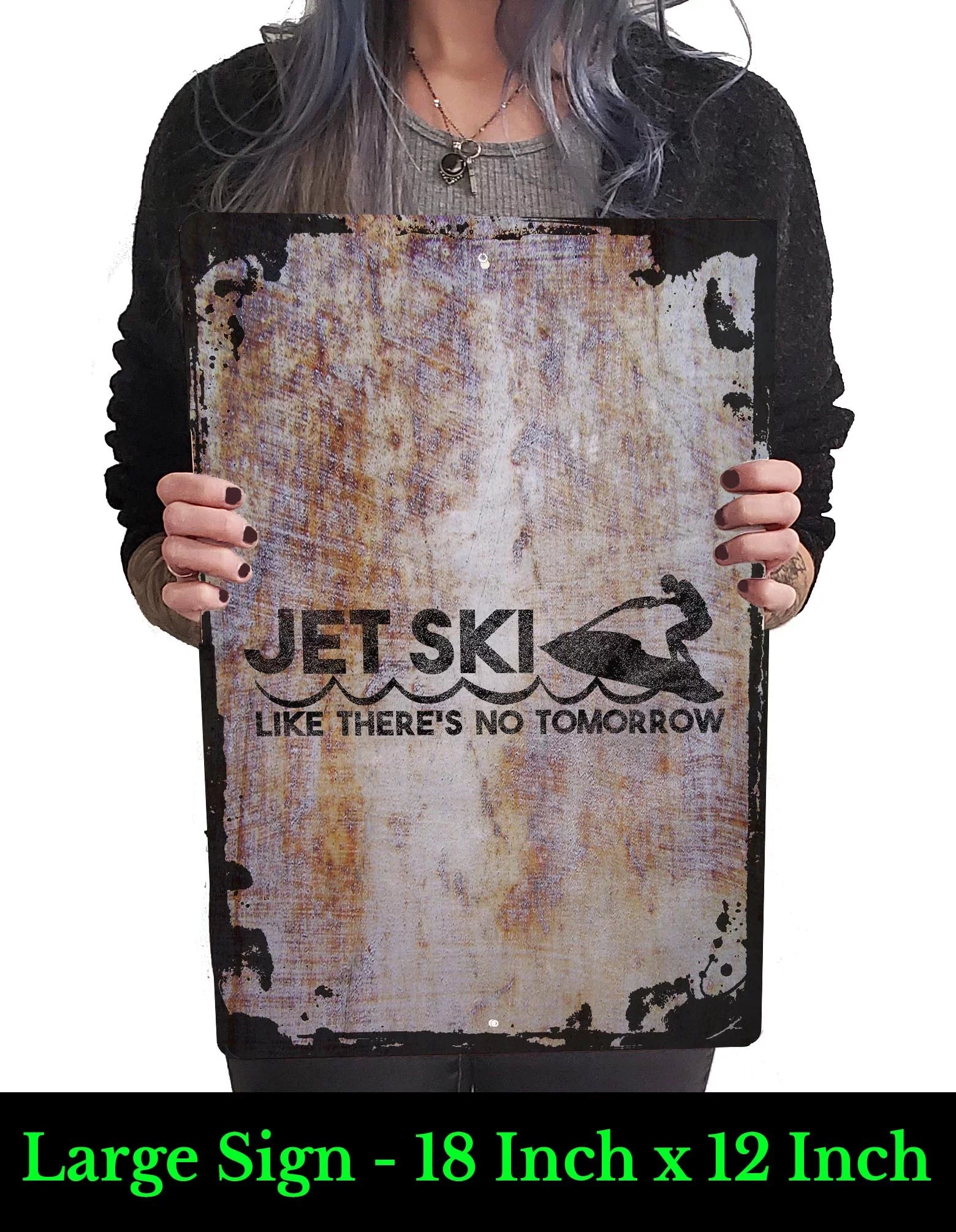 Jet ski like there's no tomorrow waves watersports Beige Wall Art Decor Funny Gift 12 x 18 Inch