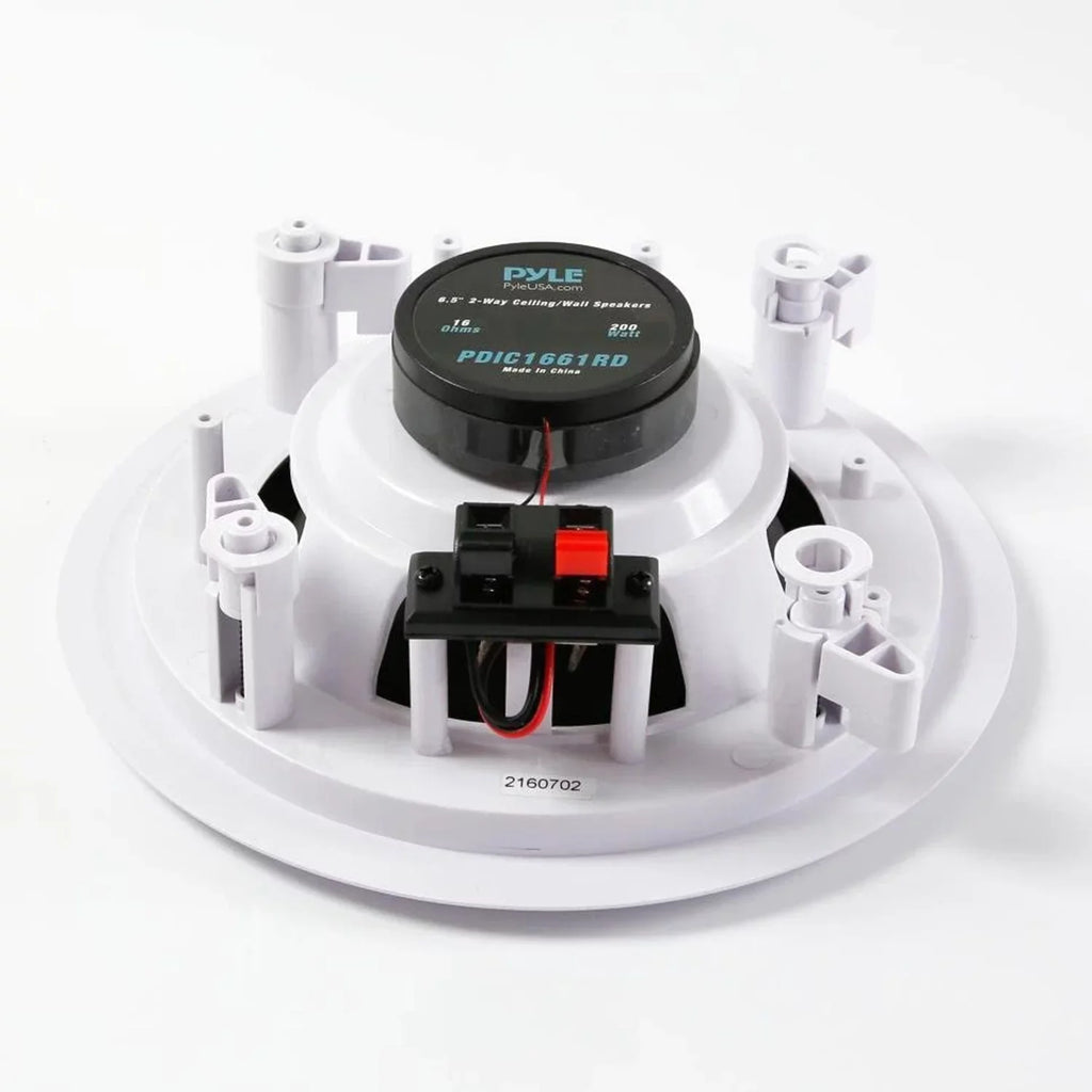 Pyle PDIC1661RD 6.5 Inch 200 Watt In Ceiling Wall 2 Way Sizepeaker Sizeystem (4 Pairs)