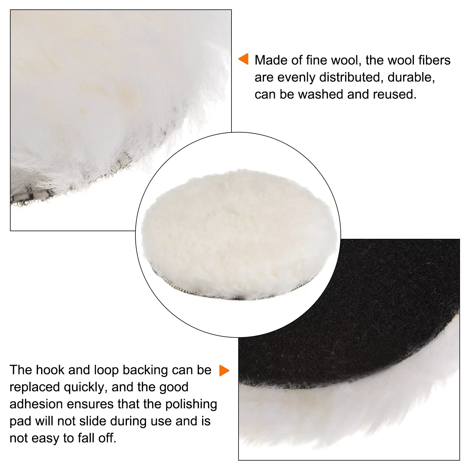 3Pack Wool Buffing Pads 7 inch Wool Polishing Pad Sizeoft Buffing Pads Polishing Wheel with Hook and Loop