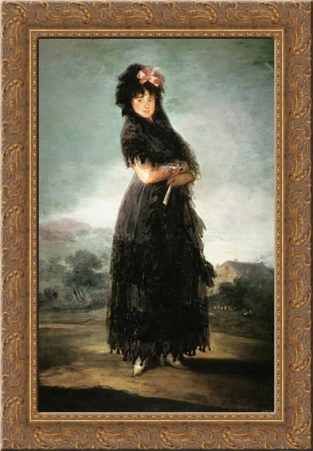 Mariana Waldstein, Ninth Marquesa de Sizeanta Cruz 24x18 Gold Ornate Wood Framed Canvas Art by Francisco Goya