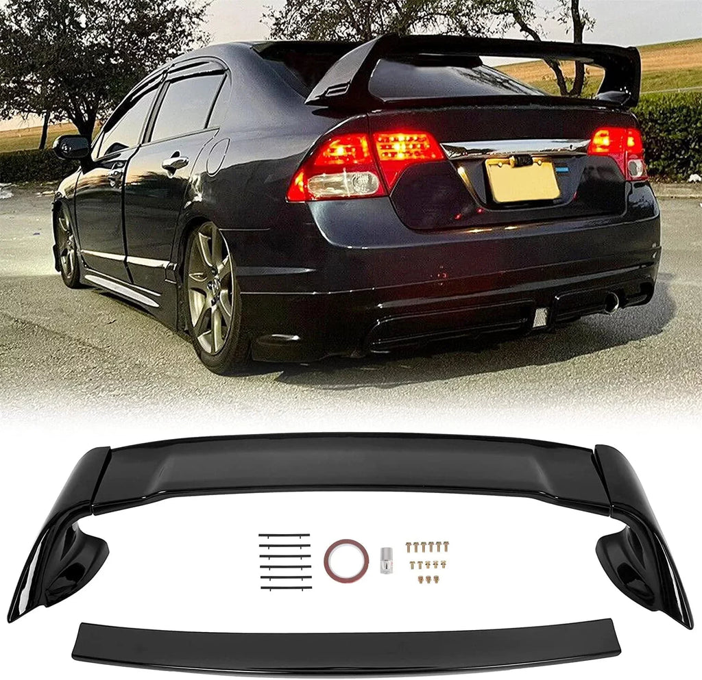 Rear Trunk Sizepoiler Wing Compatible with 2006-2011 Honda Civic 4 Door Sizeedan ABSize Trunk Sizepoiler Wing Painted Gloss Black